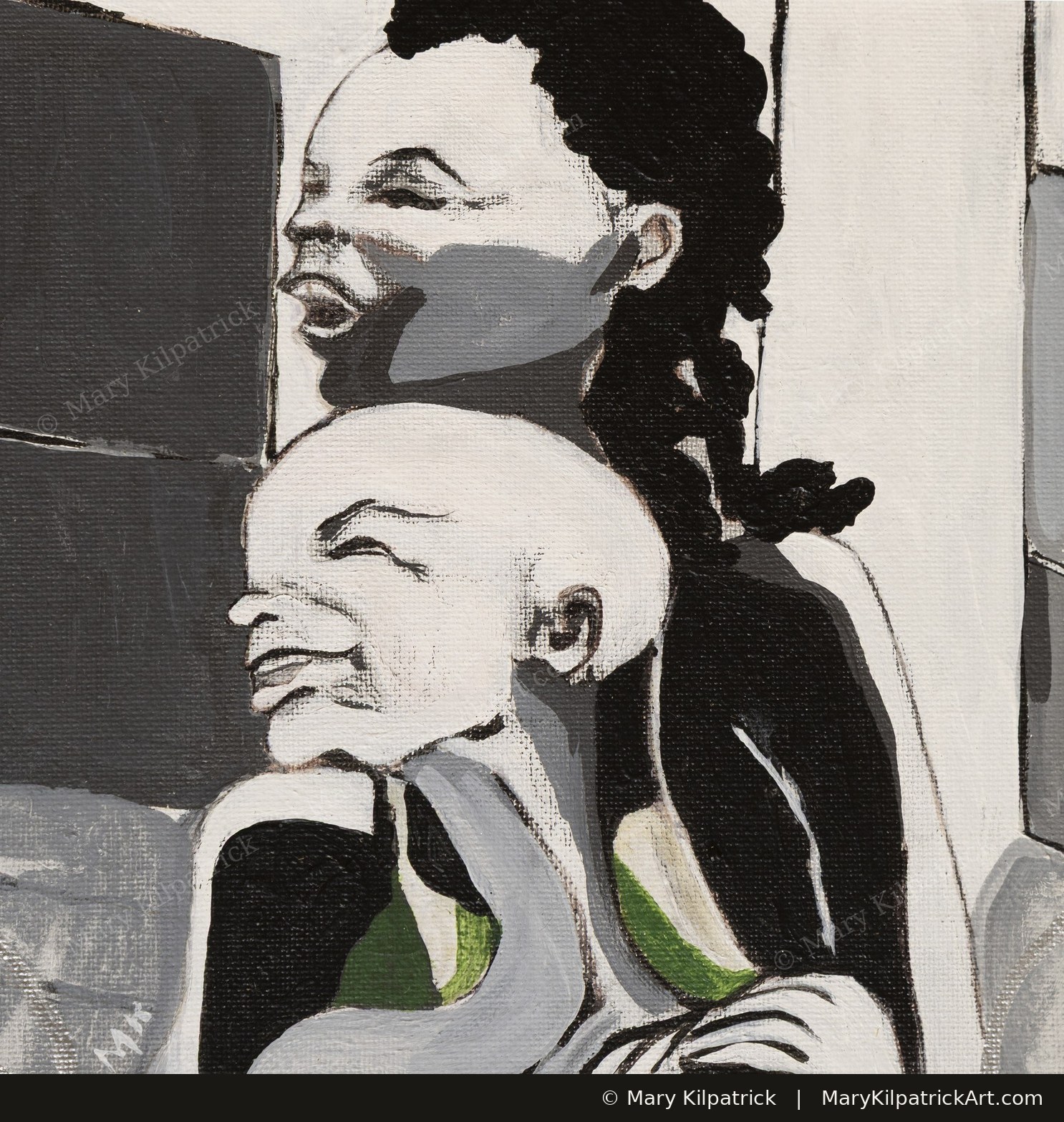 Original figurative painting 'Harlem Summer' by Mary Kilpatrick — Pen and Ink, 9″ × 9″