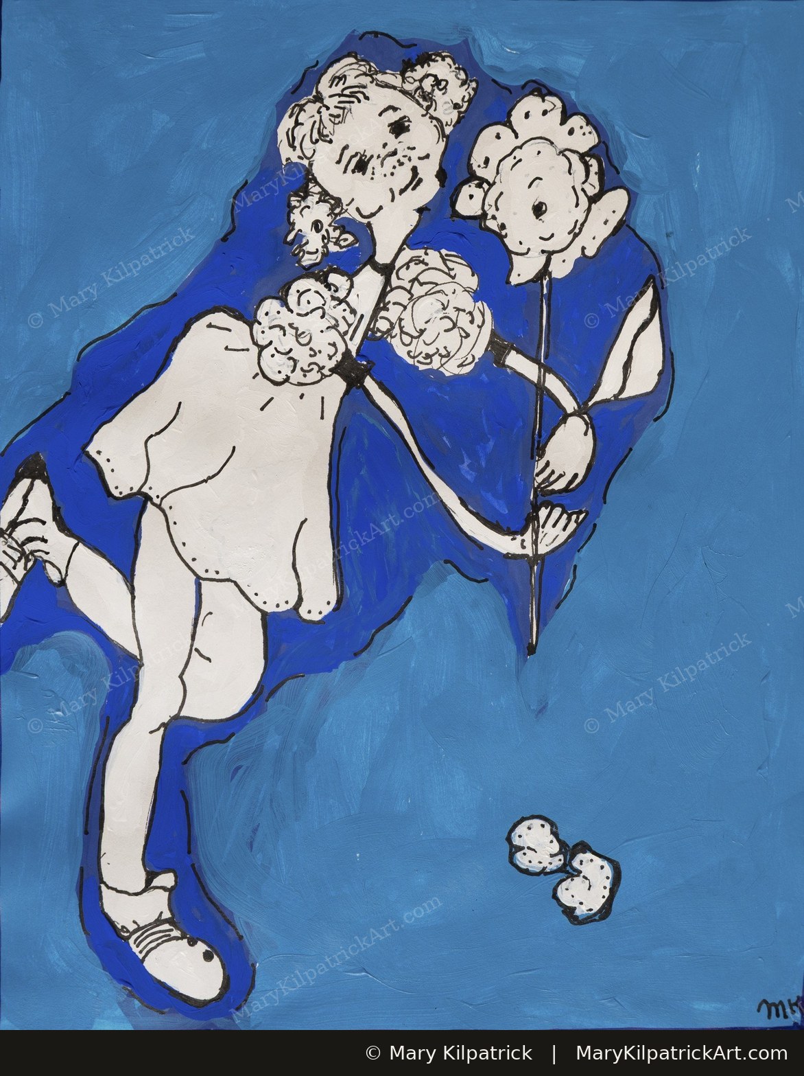 Original figurative painting 'Sweet Baby Sue' by Mary Kilpatrick — Acrylic and Pen, 8″ × 9″