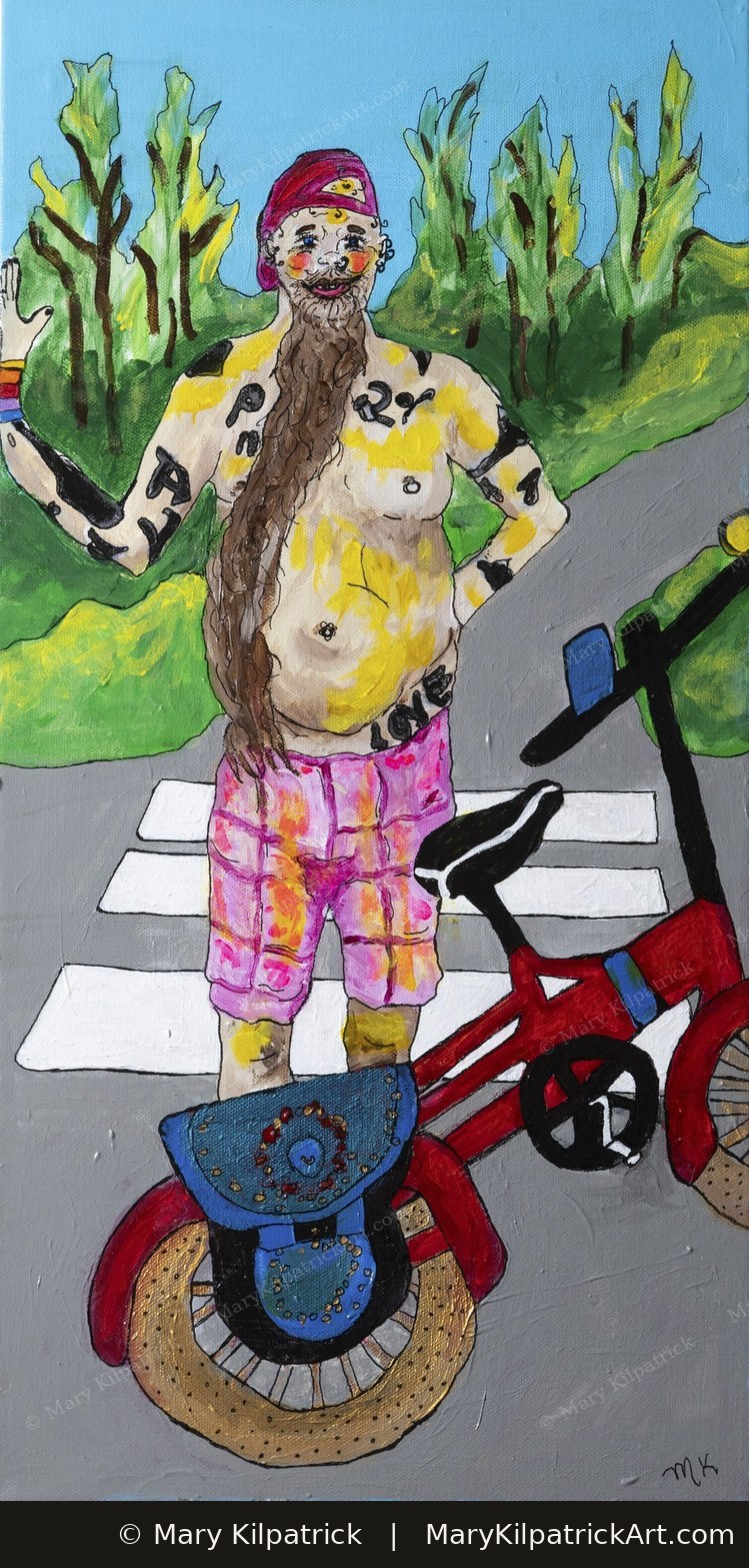 Original figurative painting 'Takes All Kinds' by Mary Kilpatrick — Acrylic, 12″ × 24″